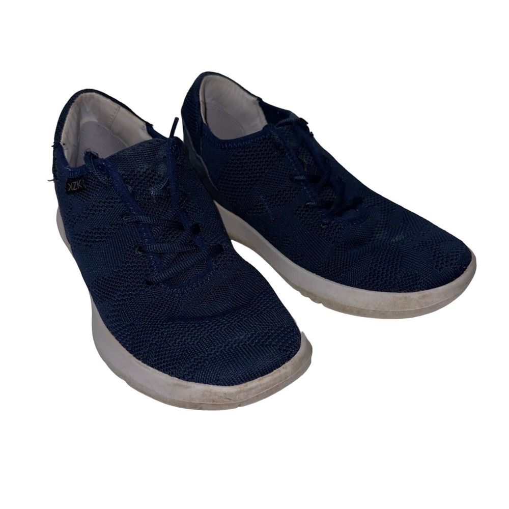 Kizik Lace Up Sneakers Mens 7M Madrid Eco-Knit Dark Blue Hands Free Shoes